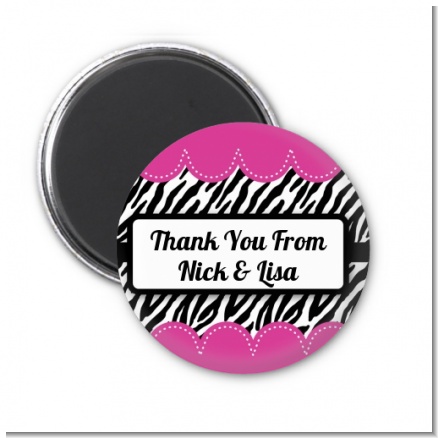 Zebra Print Pink - Personalized Birthday Party Magnet Favors