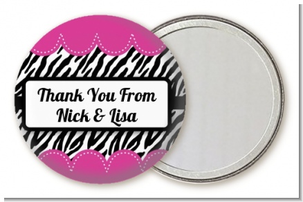 Zebra Print Pink - Personalized Birthday Party Pocket Mirror Favors
