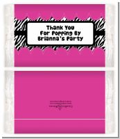 Zebra Print Pink - Personalized Popcorn Wrapper Birthday Party Favors