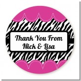 Zebra Print Pink - Round Personalized Birthday Party Sticker Labels