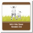 Zebra - Square Personalized Baby Shower Sticker Labels thumbnail