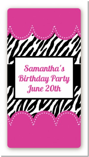 Zebra Print Pink - Custom Rectangle Birthday Party Sticker/Labels