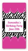 Zebra Print Pink - Custom Rectangle Birthday Party Sticker/Labels