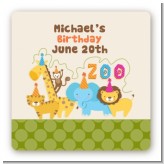 Zoo Crew - Square Personalized Birthday Party Sticker Labels