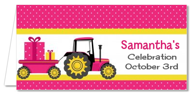 Tractor Truck Pink - Personalized Baby Shower Place Cards