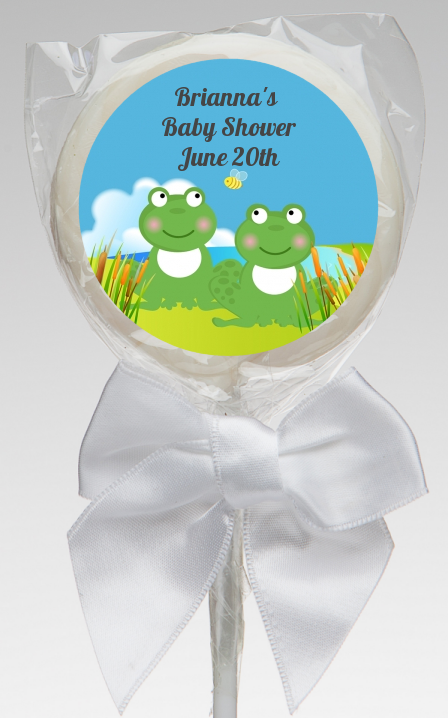 Twin Frogs Personalized Baby Shower Lollipop Favors 448 x 718