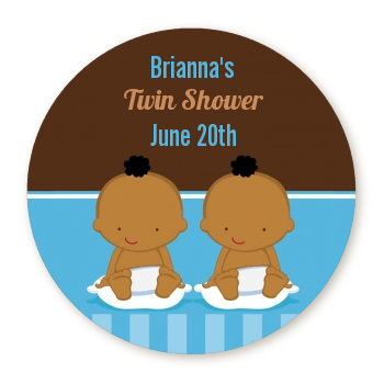 Twin Baby Boys African American Personalized sticker labels  Twin Baby Boys  African American Baby Shower sticker labels