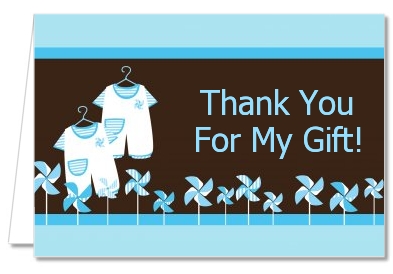 Twin Little Boy Outfits - Baby Shower Thank You Cards