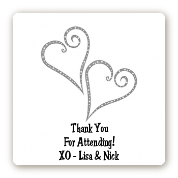 Hearts - Square Personalized Bridal Shower Sticker Labels
