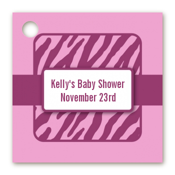 Zebra Print Baby Pink - Personalized Baby Shower Card Stock Favor Tags