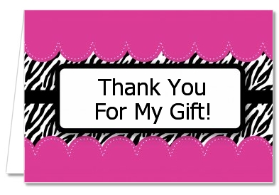 Zebra Print Pink - Birthday Party Thank You Cards