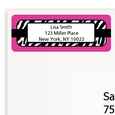 Zebra Print Pink - Birthday Party Return Address Labels