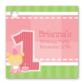 1st Birthday Girl - Personalized Birthday Party Card Stock Favor Tags