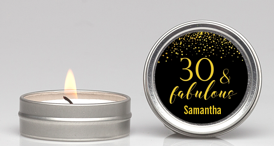  30 & Fabulous Speckles - Birthday Party Candle Favors Gold