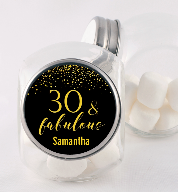  30 & Fabulous Speckles - Personalized Birthday Party Candy Jar Gold