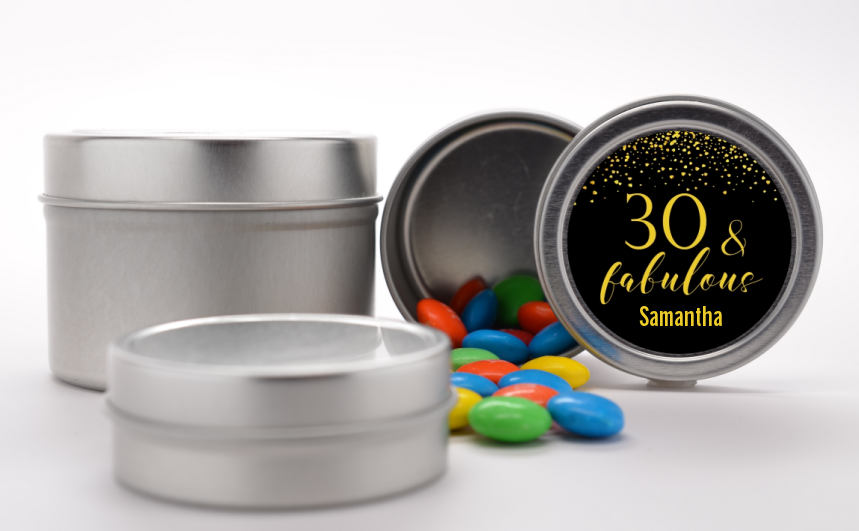  30 & Fabulous Speckles - Custom Birthday Party Favor Tins Gold