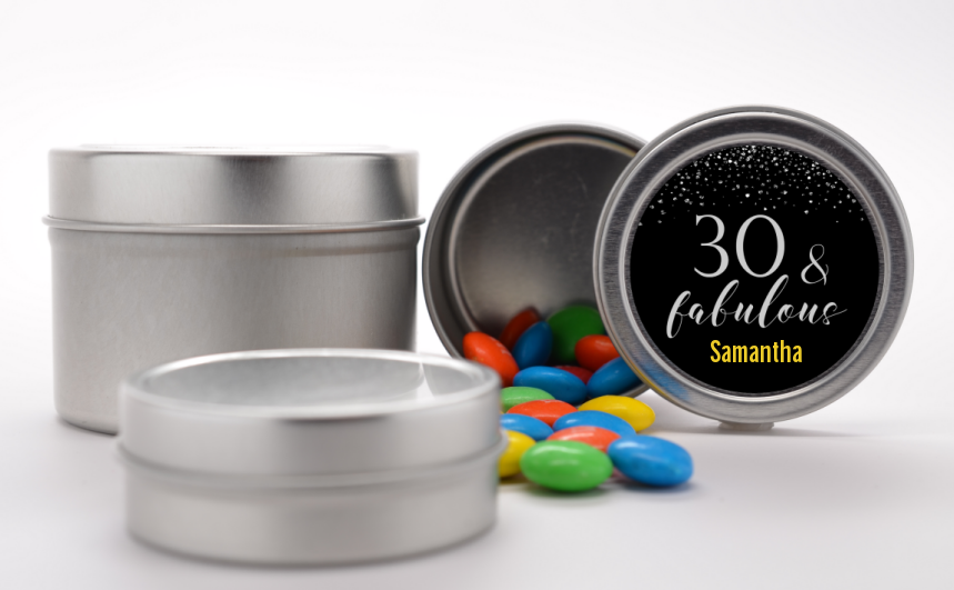  30 & Fabulous Speckles - Custom Birthday Party Favor Tins Gold