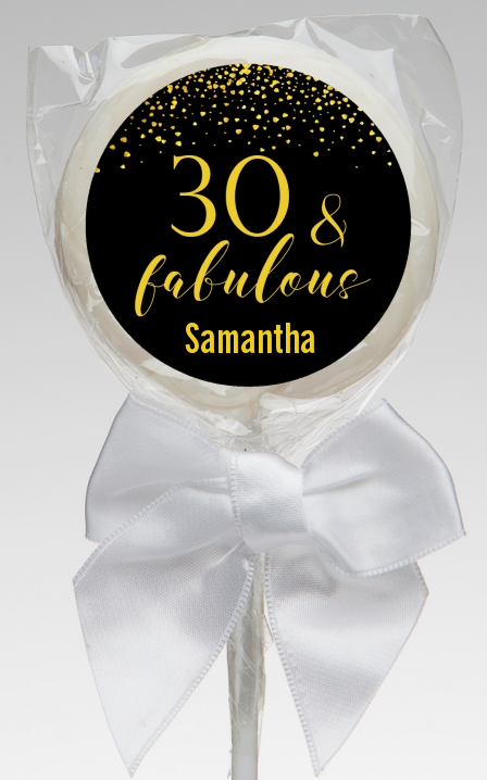  30 & Fabulous Speckles - Personalized Birthday Party Lollipop Favors Gold
