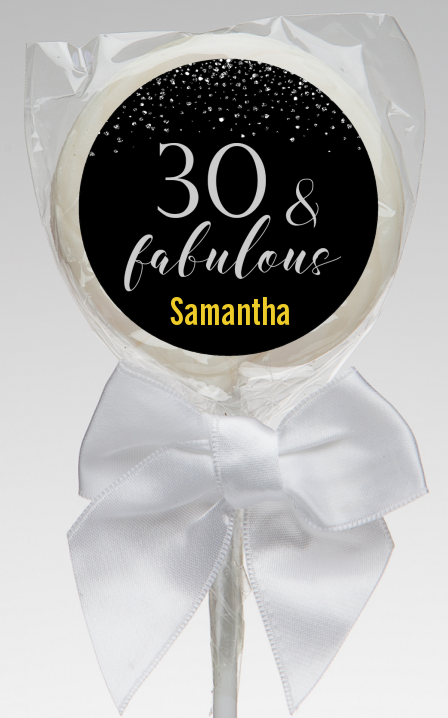  30 & Fabulous Speckles - Personalized Birthday Party Lollipop Favors Gold