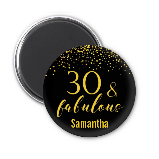  30 & Fabulous Speckles - Personalized Birthday Party Magnet Favors Gold