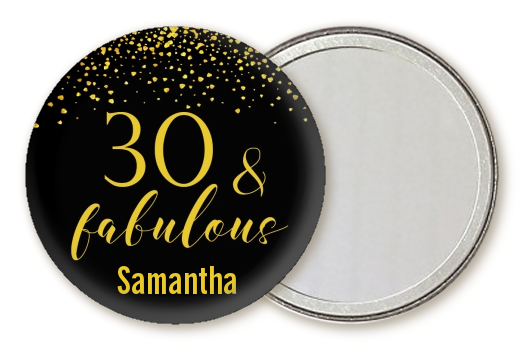  30 & Fabulous Speckles - Personalized Birthday Party Pocket Mirror Favors Gold
