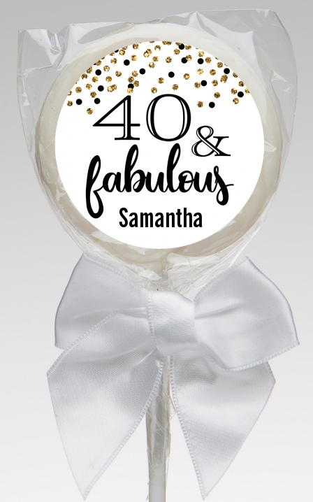  40 and Fabulous Glitter - Personalized Birthday Party Lollipop Favors Gold Glitter