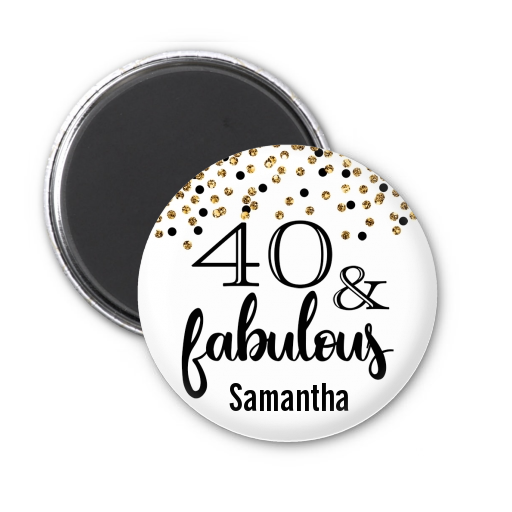  40 and Fabulous Glitter - Personalized Birthday Party Magnet Favors Gold Glitter