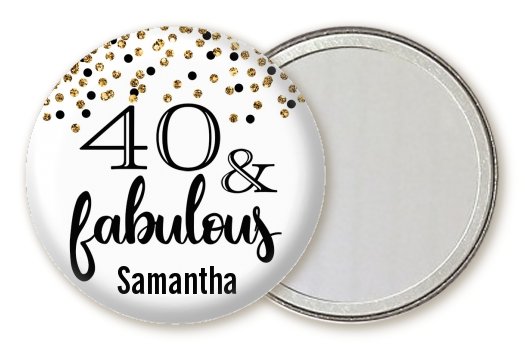  40 and Fabulous Glitter - Personalized Birthday Party Pocket Mirror Favors Gold Glitter