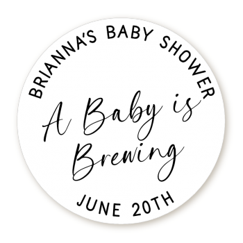  A Baby is Brewing - Round Personalized Baby Shower Sticker Labels 