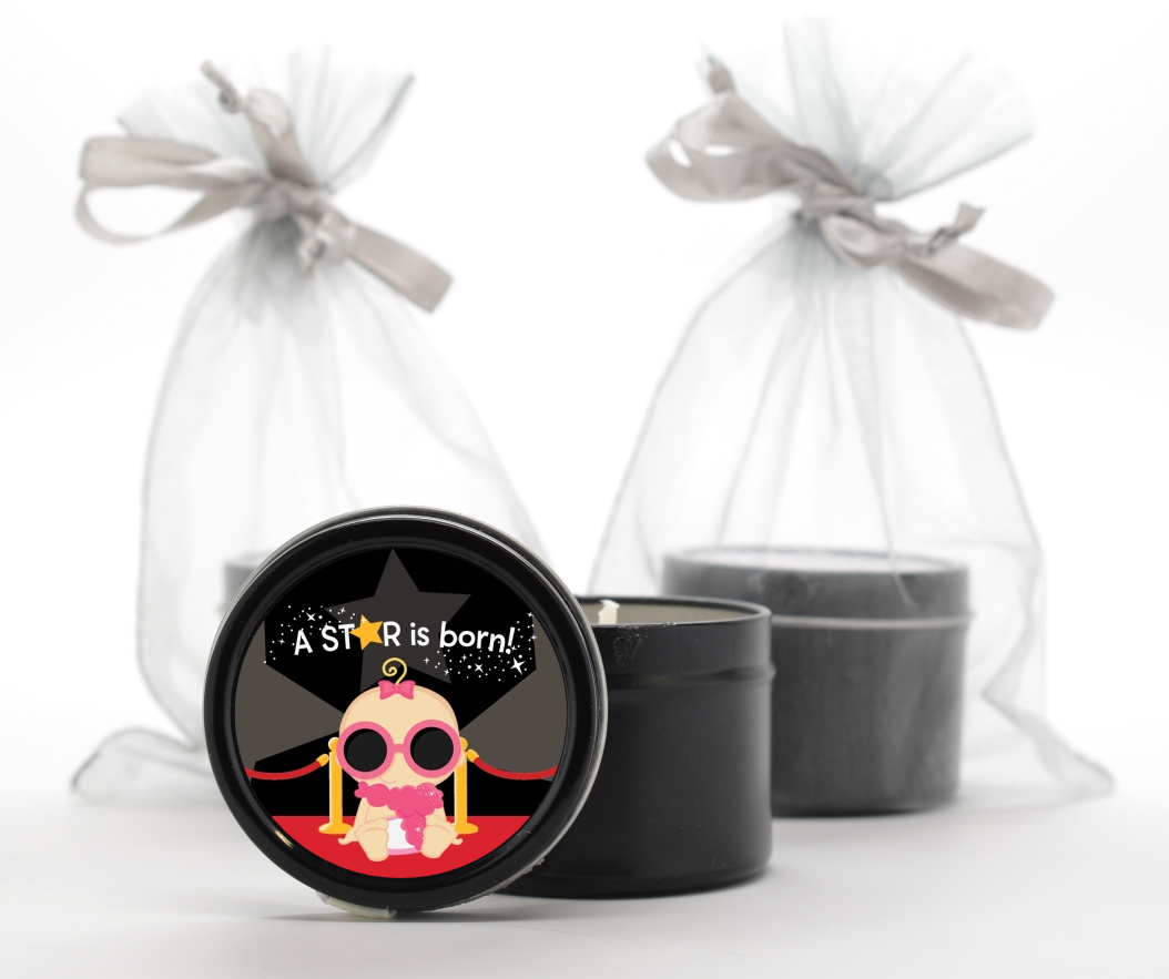  A Star Is Born Baby - Baby Shower Black Candle Tin Favors 1 - Caucasian Girl