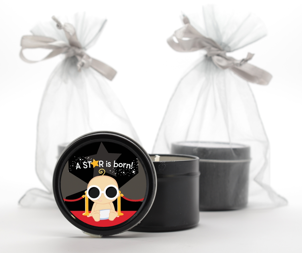  A Star Is Born Baby - Baby Shower Black Candle Tin Favors 1 - Caucasian Girl