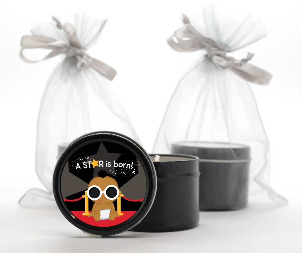  A Star Is Born Baby - Baby Shower Black Candle Tin Favors 1 - Caucasian Girl