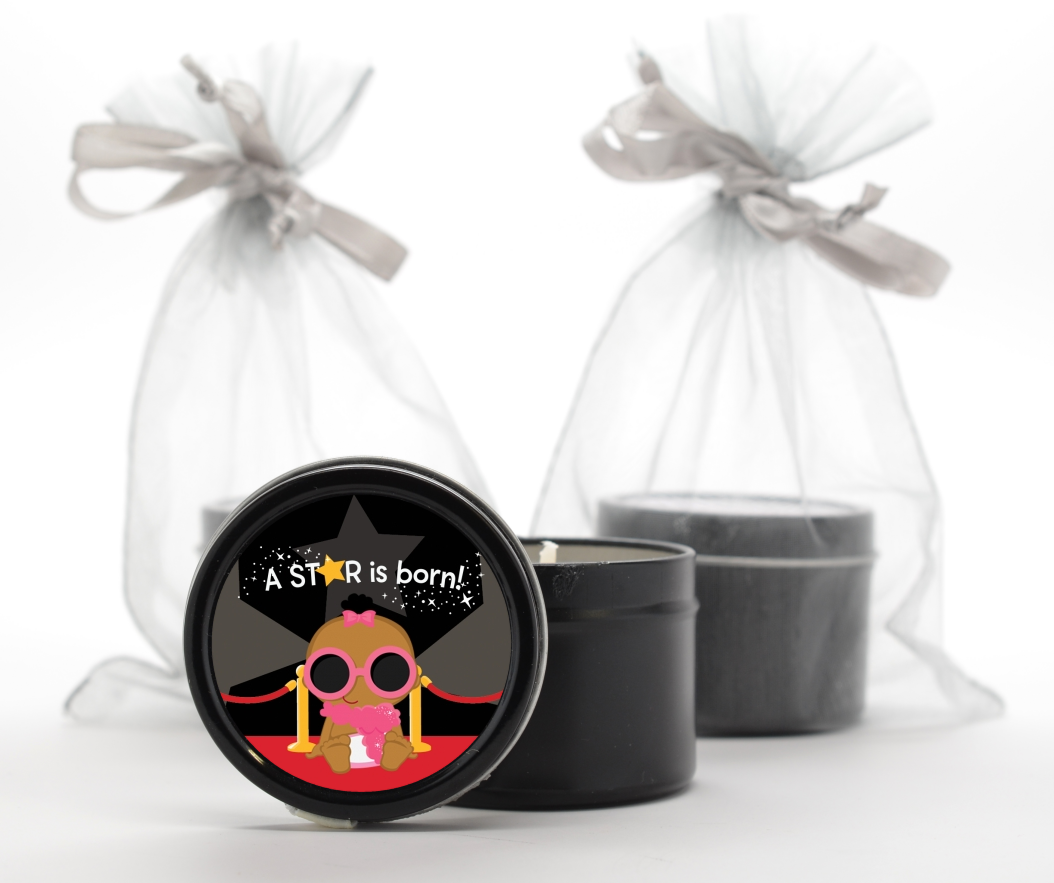  A Star Is Born Baby - Baby Shower Black Candle Tin Favors 1 - Caucasian Girl