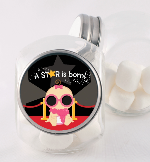  A Star Is Born Baby - Personalized Baby Shower Candy Jar 1 - Caucasian Girl