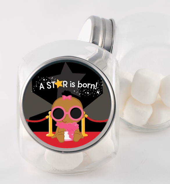  A Star Is Born Baby - Personalized Baby Shower Candy Jar 1 - Caucasian Girl