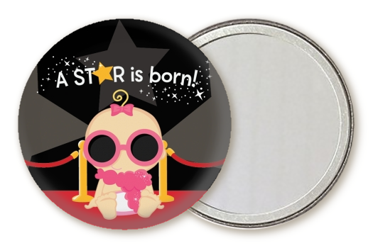  A Star Is Born Baby - Personalized Baby Shower Pocket Mirror Favors 1 - Caucasian Girl
