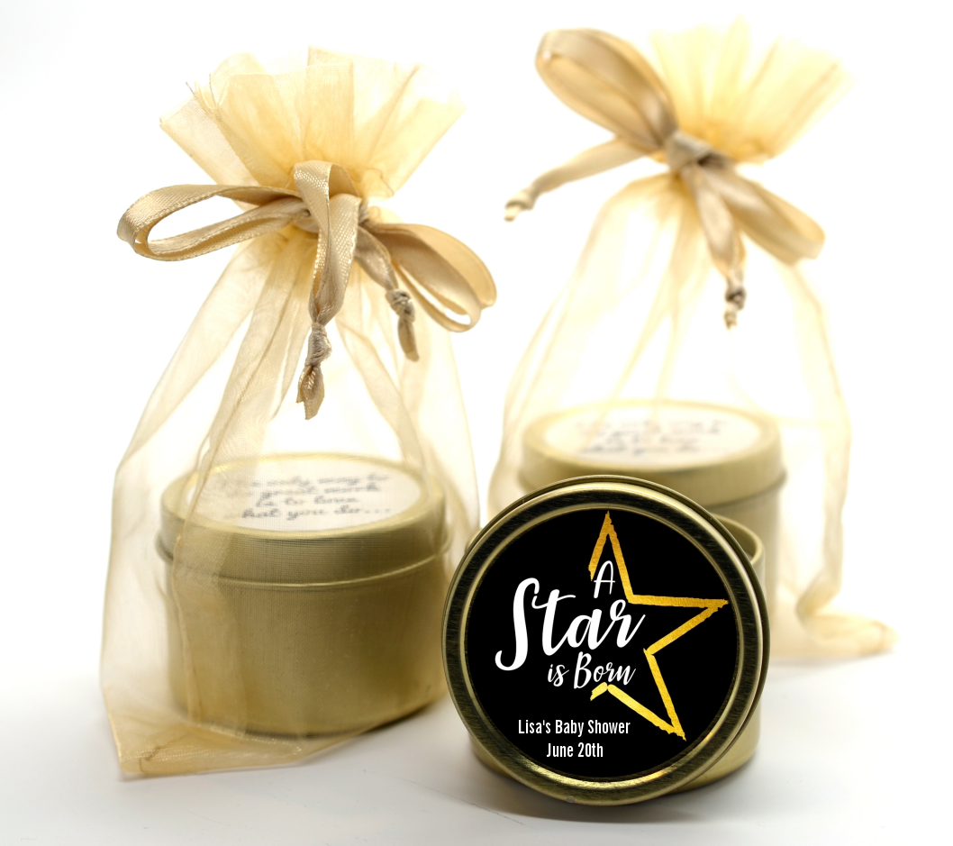  A Star Is Born - Baby Shower Gold Tin Candle Favors Option 1