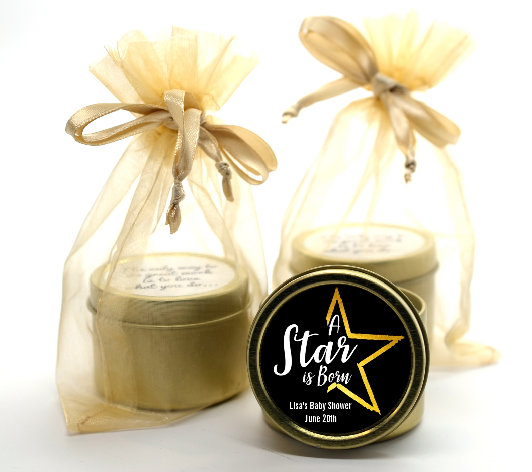  A Star Is Born - Baby Shower Gold Tin Candle Favors Option 1