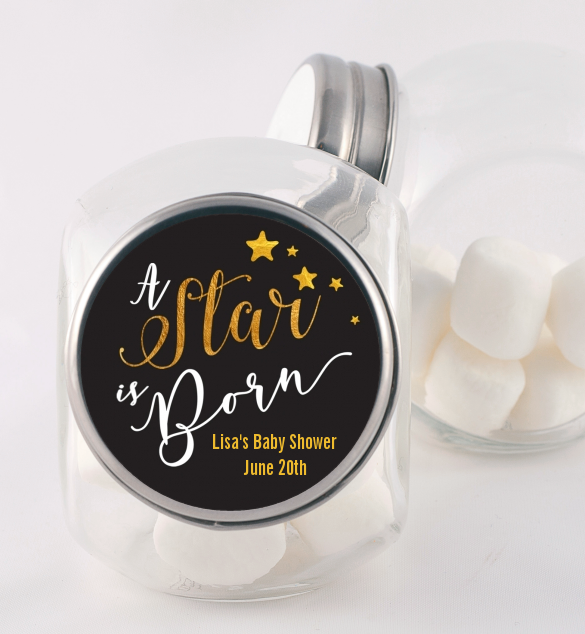  A Star Is Born Gold - Personalized Baby Shower Candy Jar Option 1