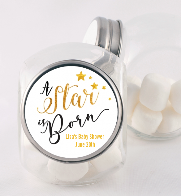  A Star Is Born Gold - Personalized Baby Shower Candy Jar Option 1