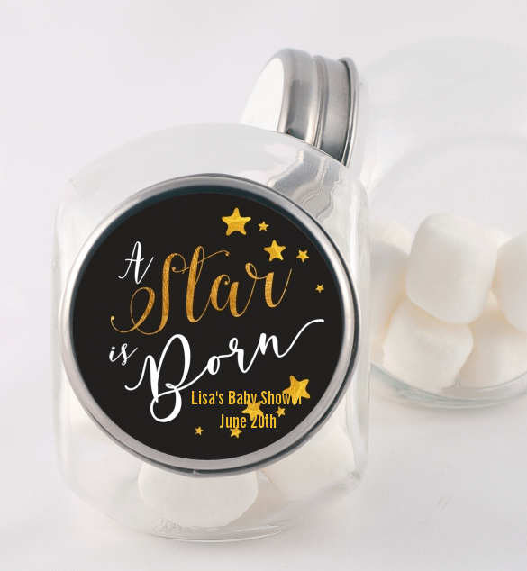  A Star Is Born Gold - Personalized Baby Shower Candy Jar Option 1