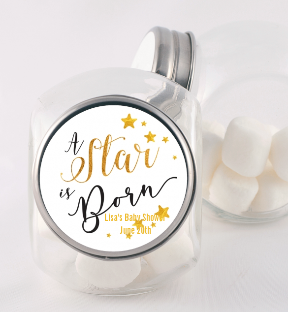  A Star Is Born Gold - Personalized Baby Shower Candy Jar Option 1