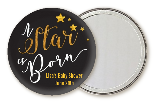  A Star Is Born Gold - Personalized Baby Shower Pocket Mirror Favors Option 1