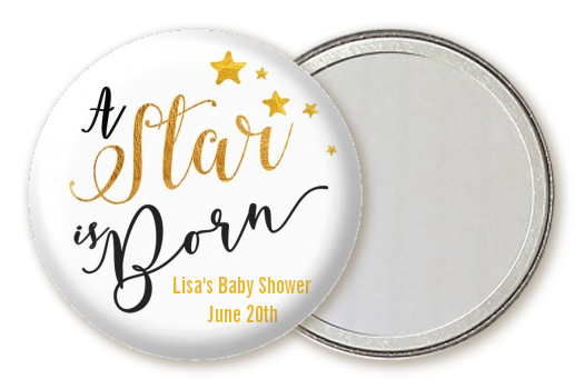  A Star Is Born Gold - Personalized Baby Shower Pocket Mirror Favors Option 1