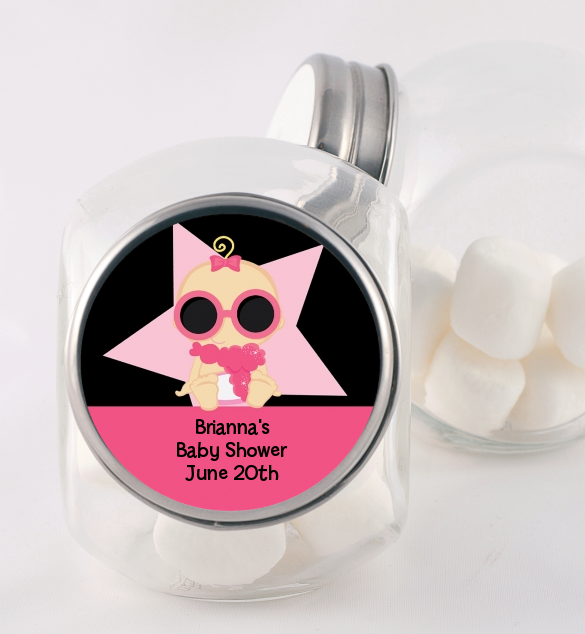  A Star Is Born Hollywood Black|Pink - Personalized Baby Shower Candy Jar African American