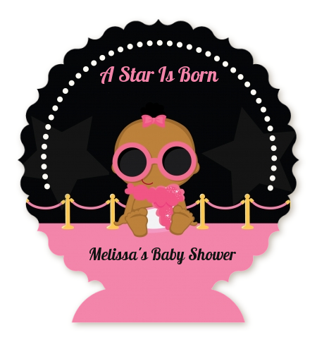  A Star Is Born Hollywood Black|Pink - Personalized Baby Shower Centerpiece Stand Blonde Hair