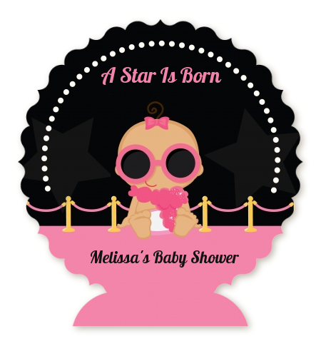  A Star Is Born Hollywood Black|Pink - Personalized Baby Shower Centerpiece Stand Blonde Hair
