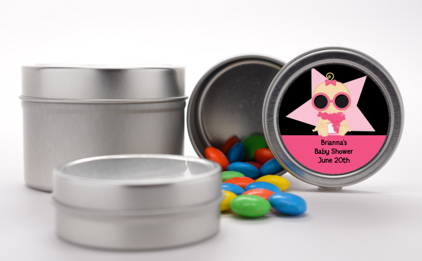  A Star Is Born Hollywood Black|Pink - Custom Baby Shower Favor Tins African American