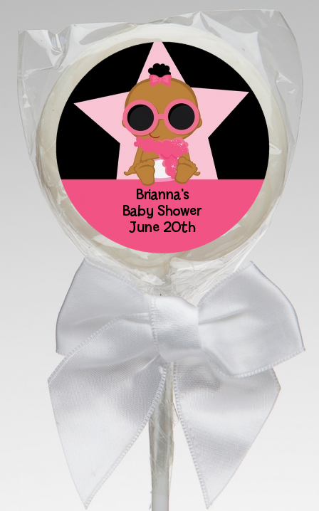  A Star Is Born Hollywood Black|Pink - Personalized Baby Shower Lollipop Favors African American
