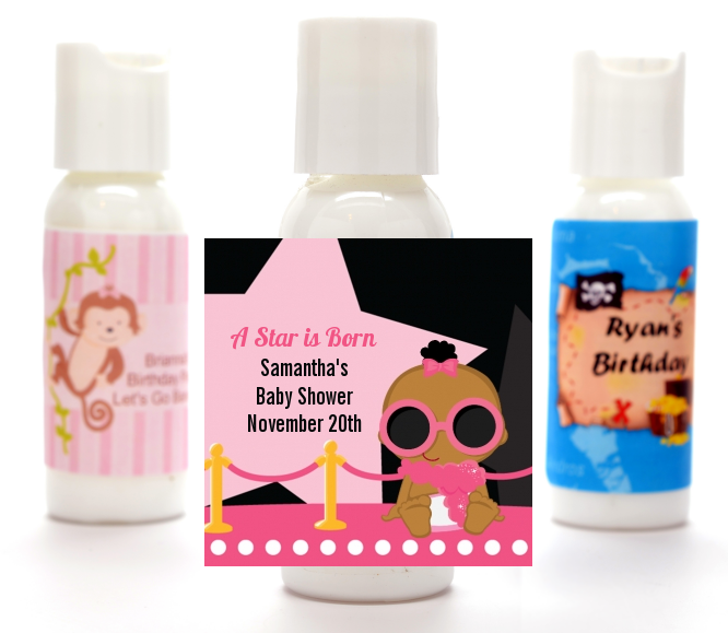 A Star Is Born Hollywood Black|Pink - Personalized Baby Shower Lotion Favors Caucasian Blonde Hair